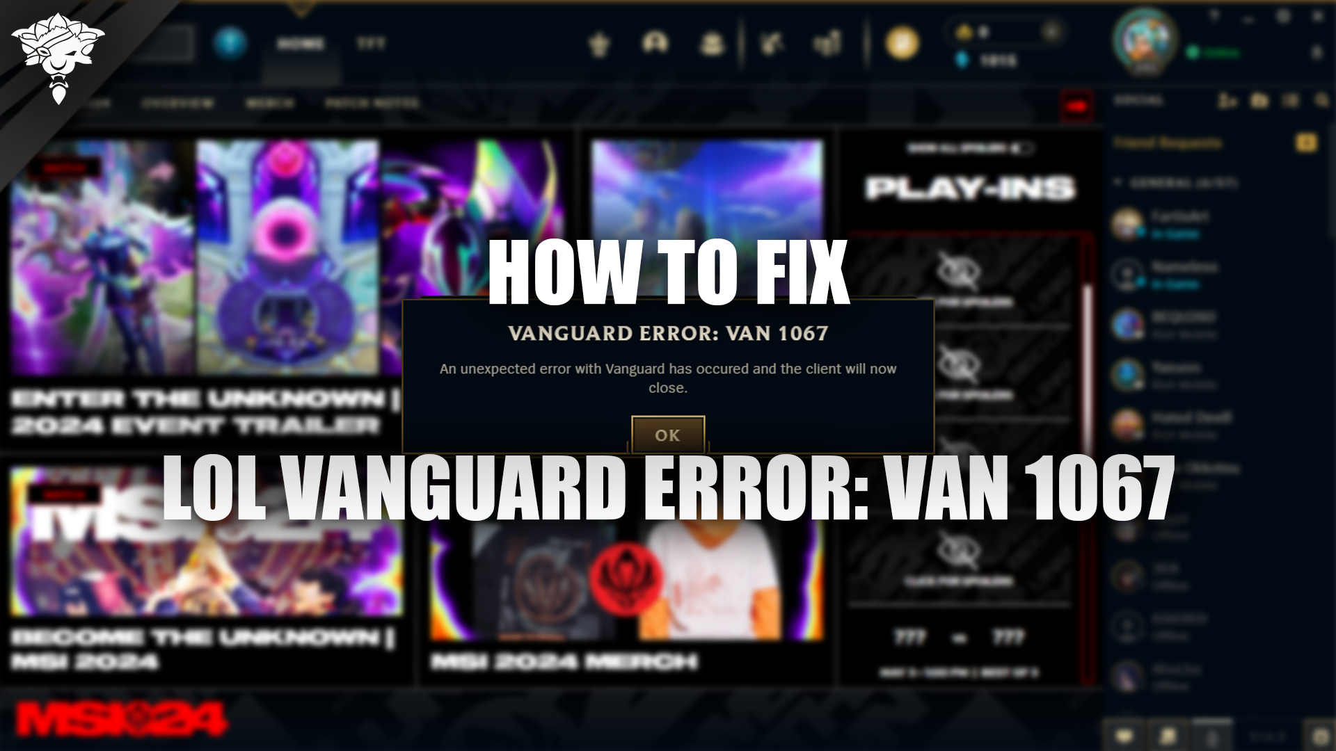 Comment corriger l&#39;erreur Vanguard de LoL : Van 1067