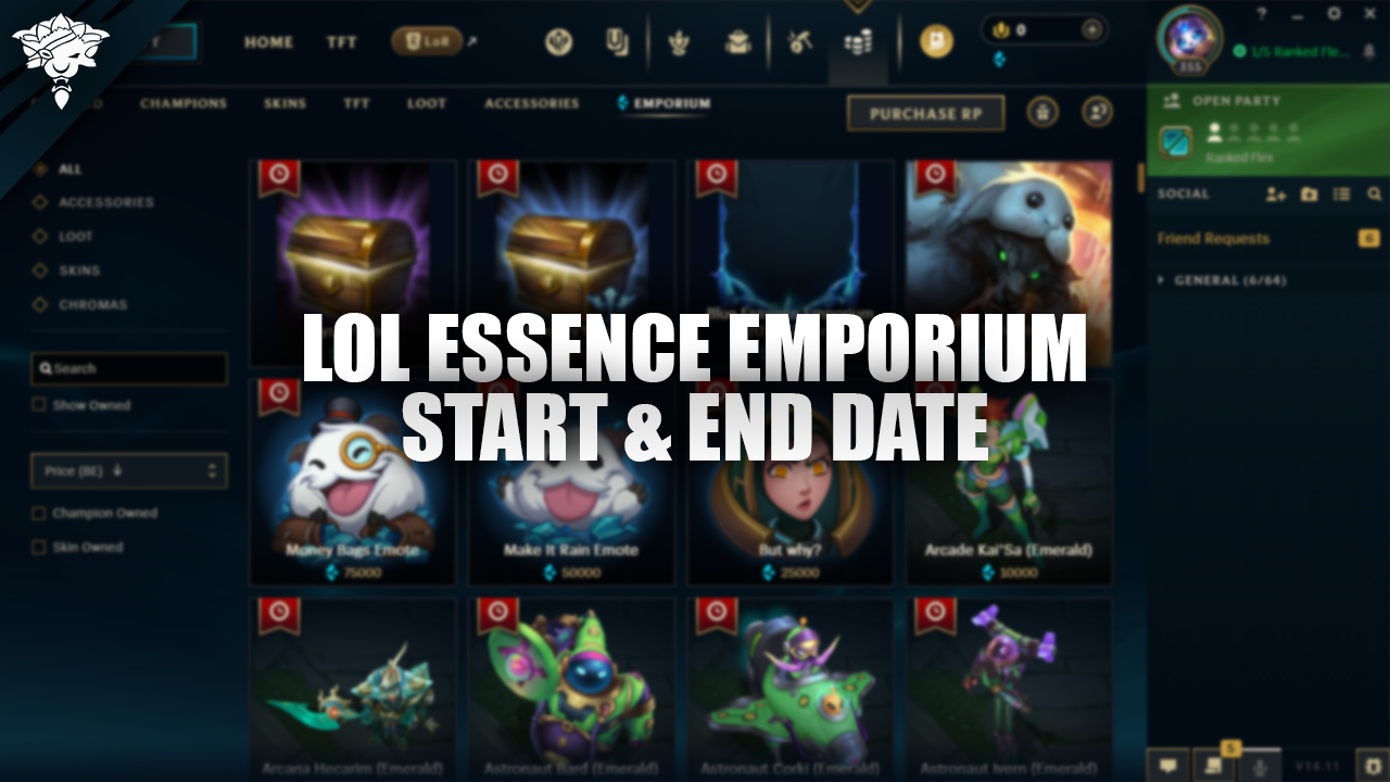 Fecha de inicio y finalización de lol essential emporium