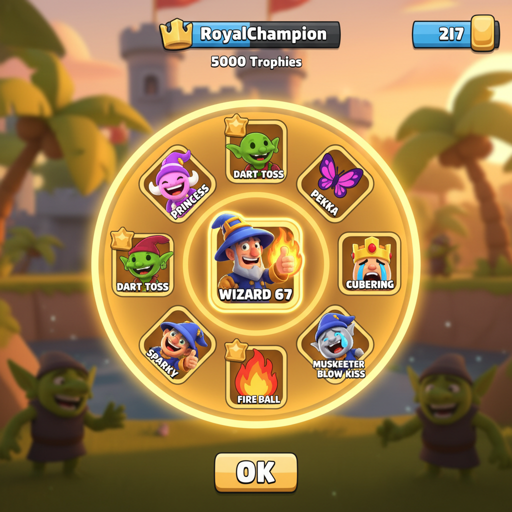 Clash Royale Magier zeigt die 67-Handgeste