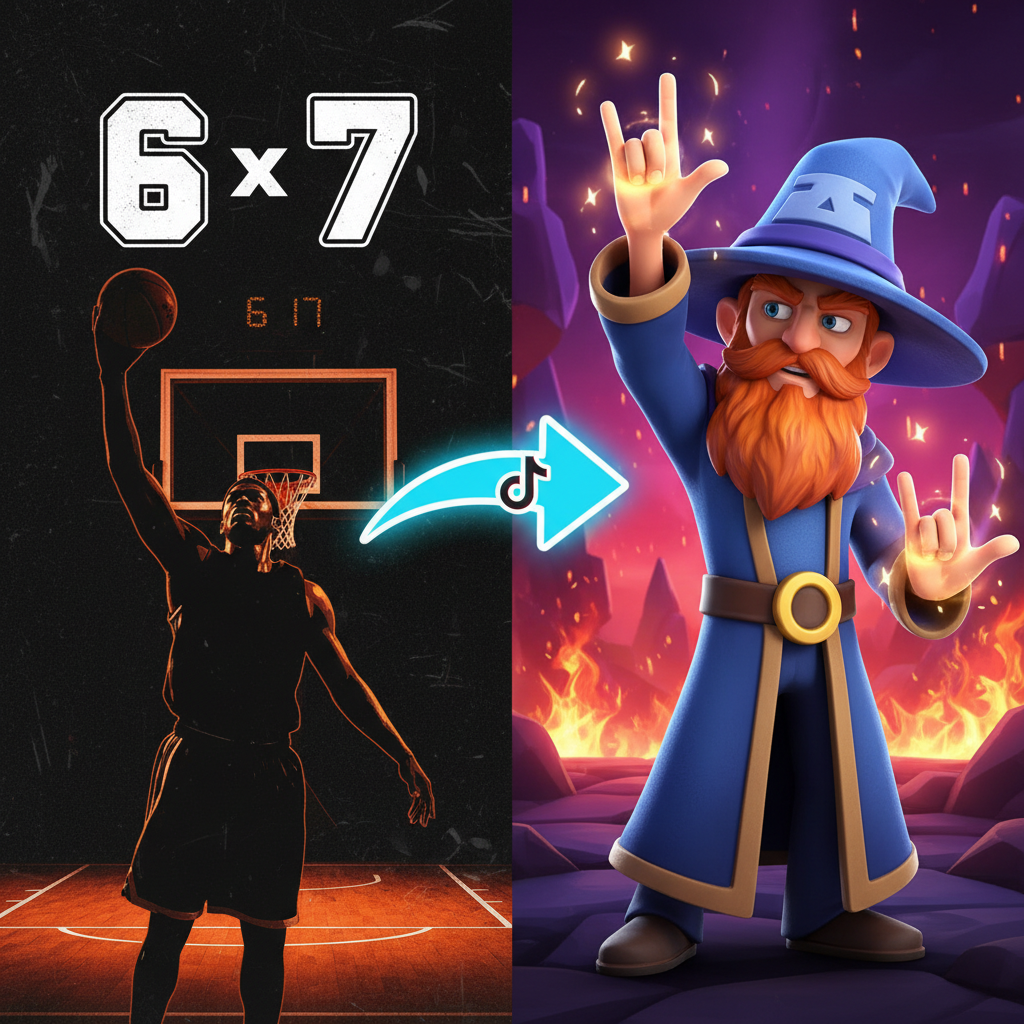 Ursprung des 6-7-Memes im Vergleich zur Clash Royale Magier-Version