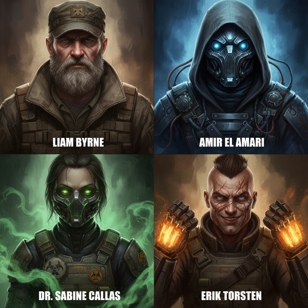 Ältere Agenten Brimstone, Cypher, Viper und Breach mit ihren echten Namen