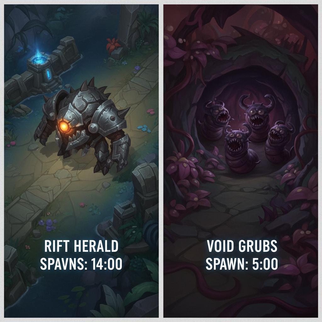 Rift Herald and Void Grub spawn locations with timers