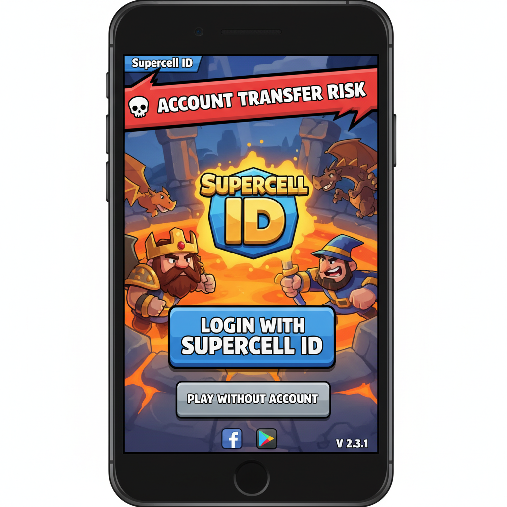 Supercell ID warning banner on login screen