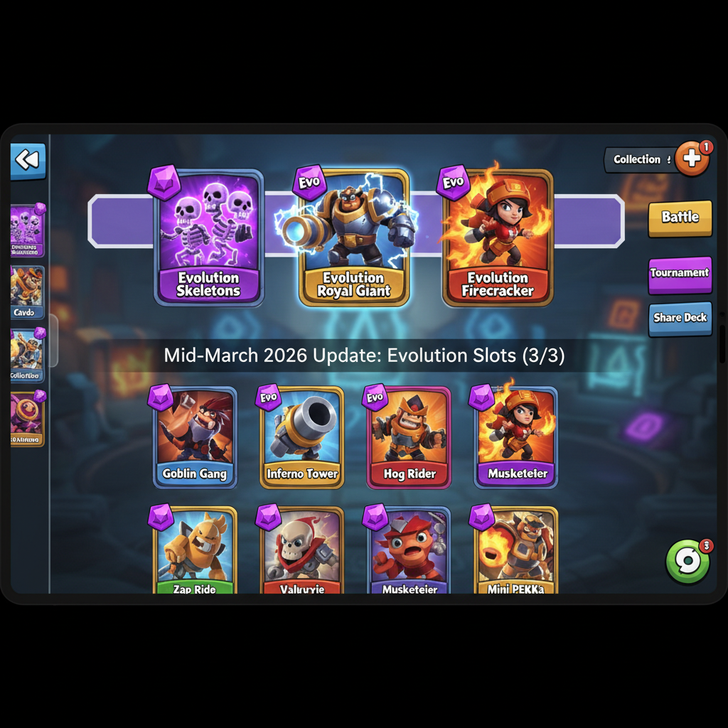 Clash Royale Evolution deck slot UI