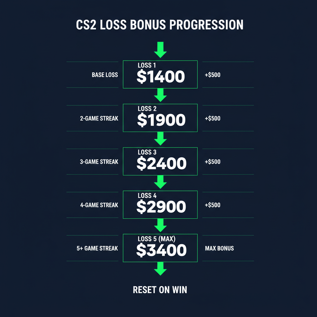 CS2 economy guide loss bonus tier chart
