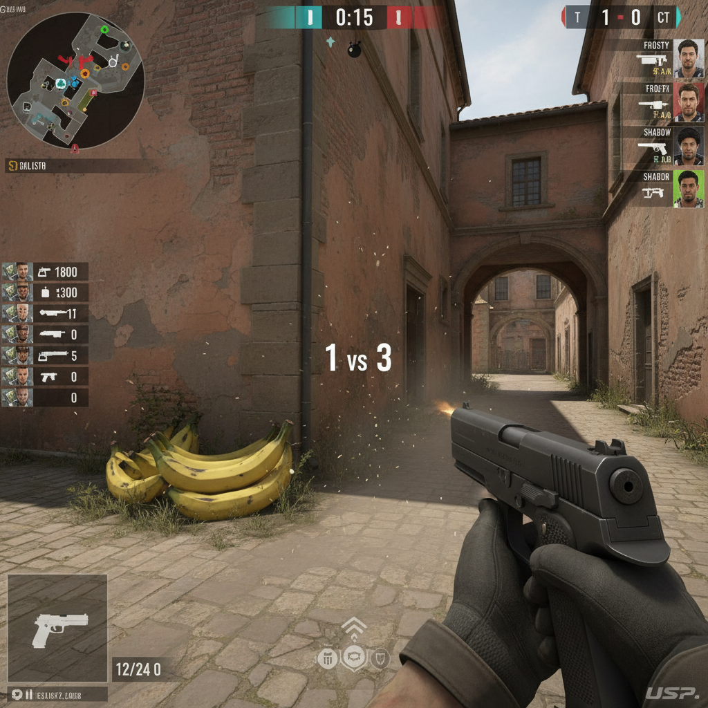 CS2 pistol round clutch gameplay Inferno