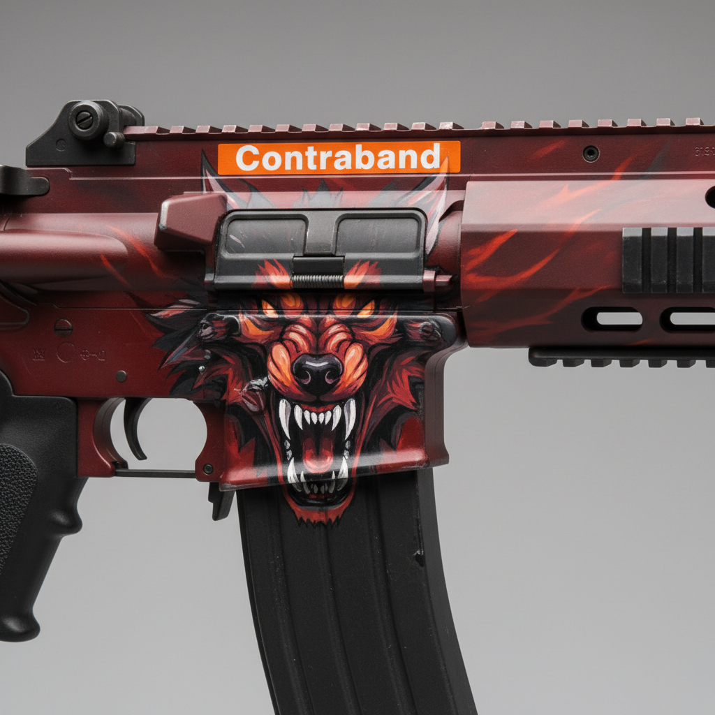 M4A4 Howl Contraband skin close-up from the inspection view
