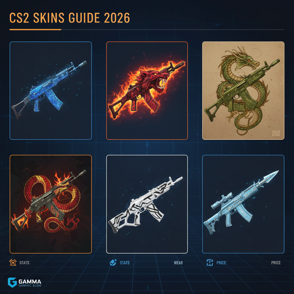 CS2 inventory page showing popular rifle skins side by side