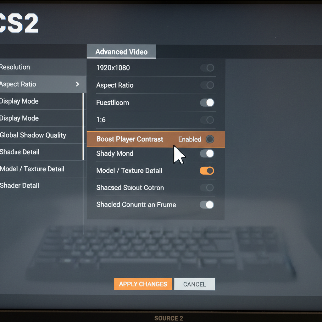 CS2 video settings menu showing graphics options