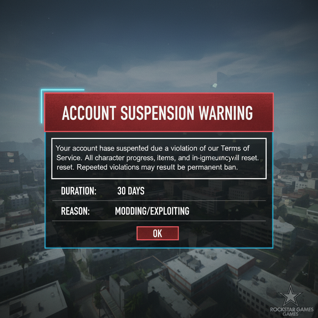 Rockstar Games ban notice screen warning about account suspension