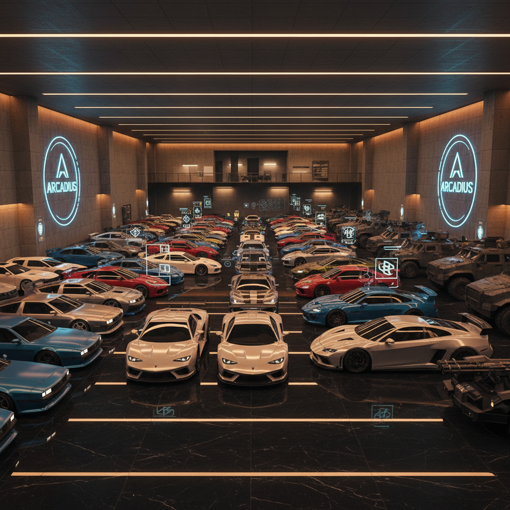 GTA Online garage filled with supercars and modded vehicles