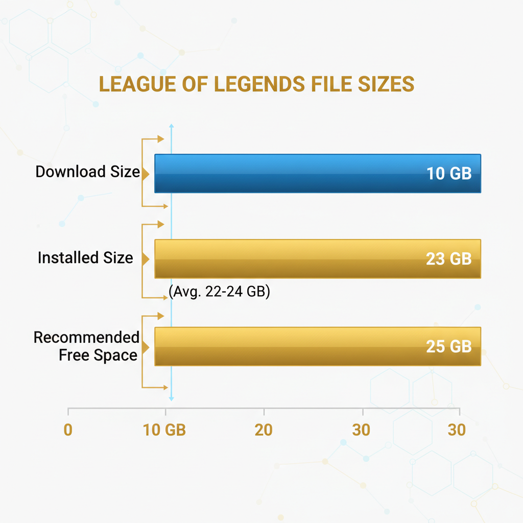 Comparaison de la taille de téléchargement et d'installation de League of Legends