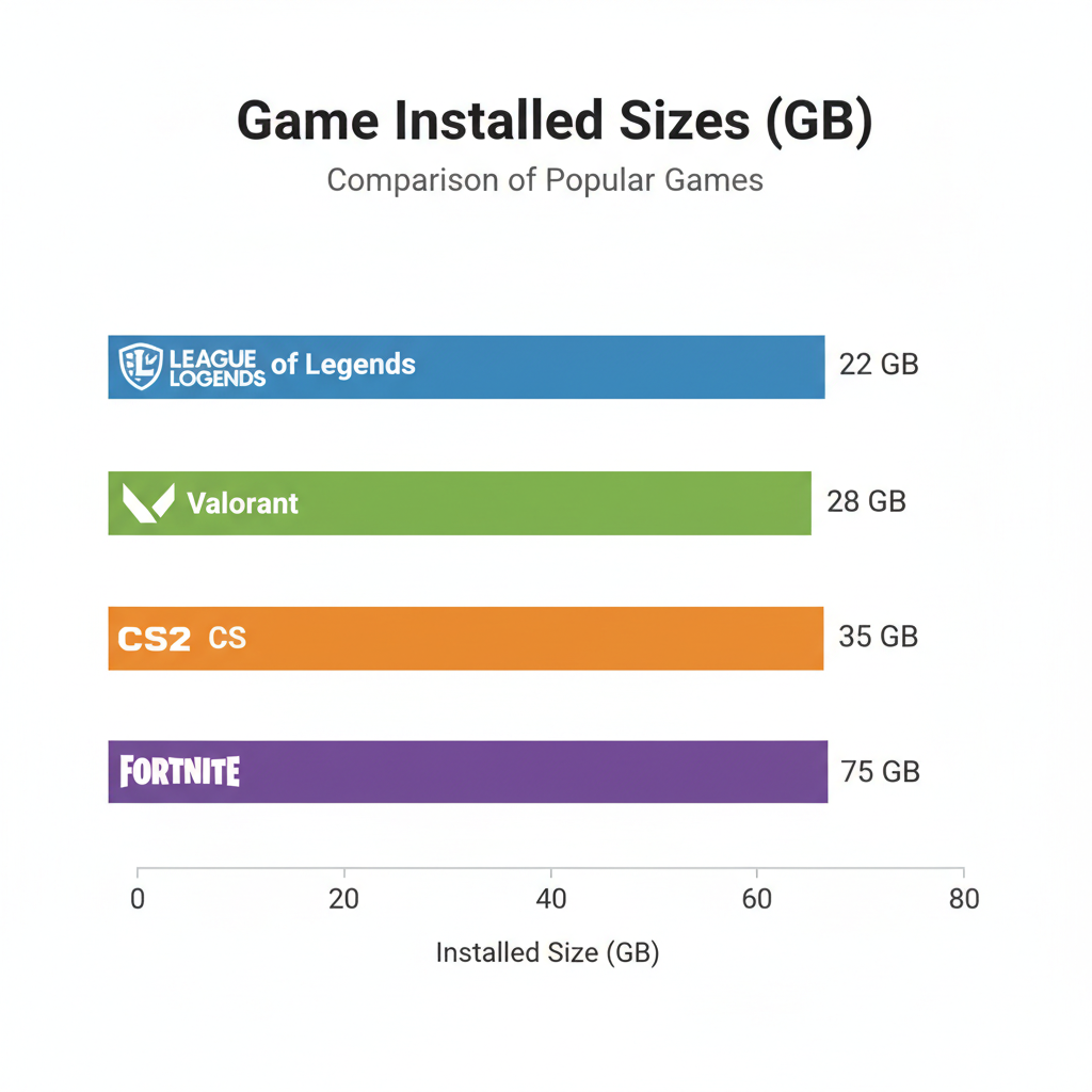 Graphique de comparaison de la taille des jeux