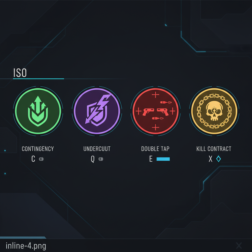 أيقونات قدرات إيزو مرتبة في واجهة مستخدم عميل Valorant