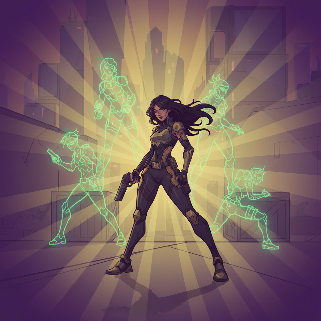 Empress ultimate active, screen tinted gold and purple with enemy outlines glowing