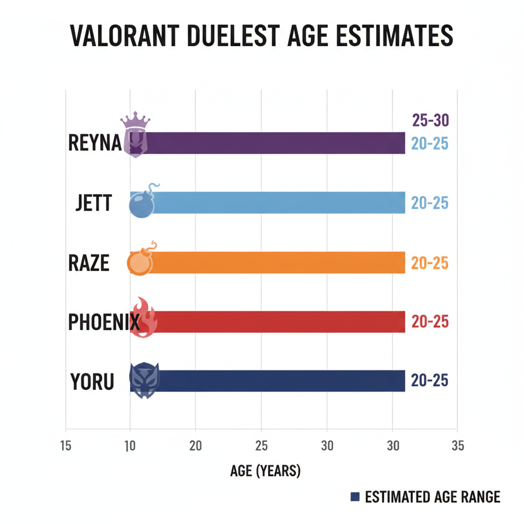 Comparison chart of Valorant duelist ages shown as a clean bar chart