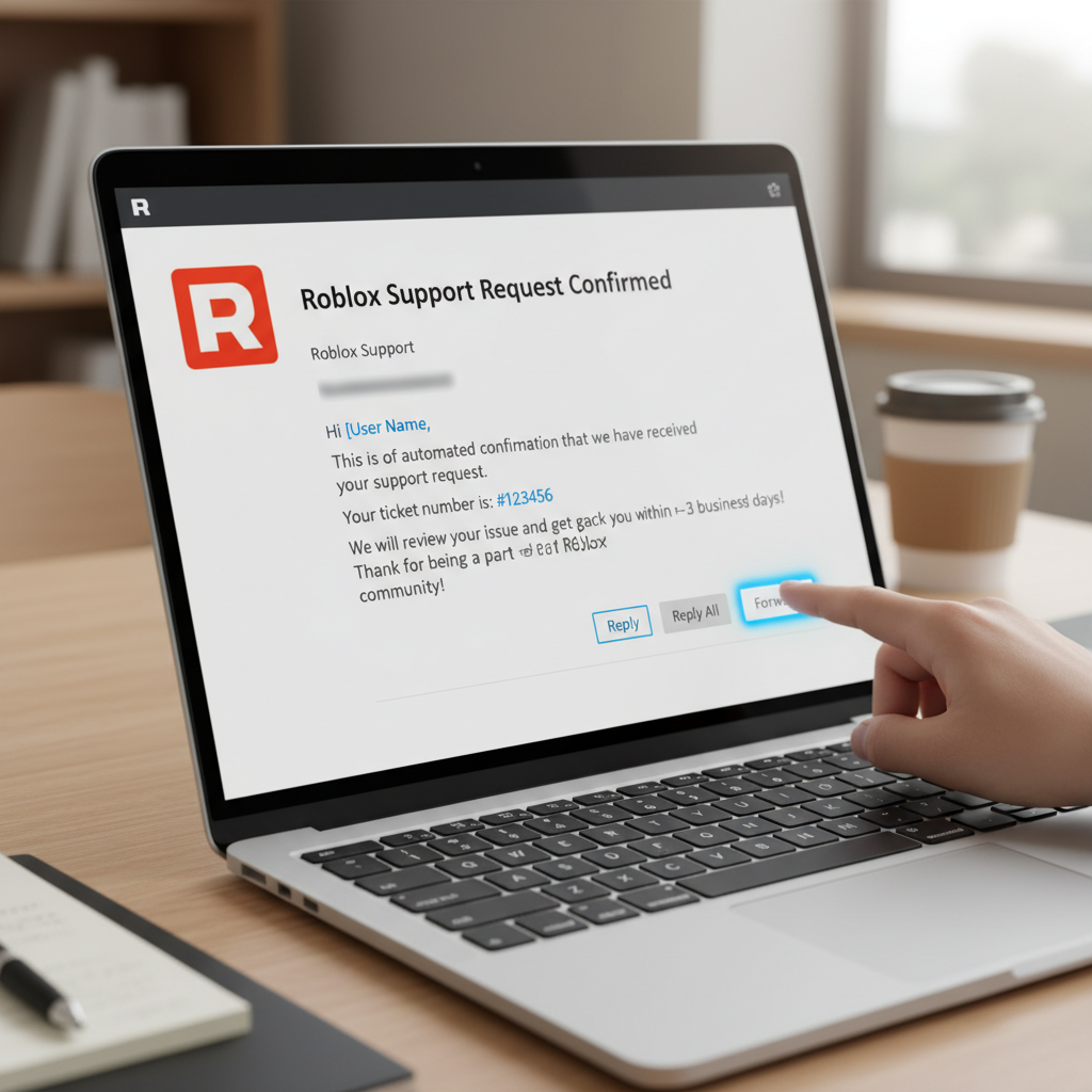 Roblox deletion confirmation email with reply button highlighted