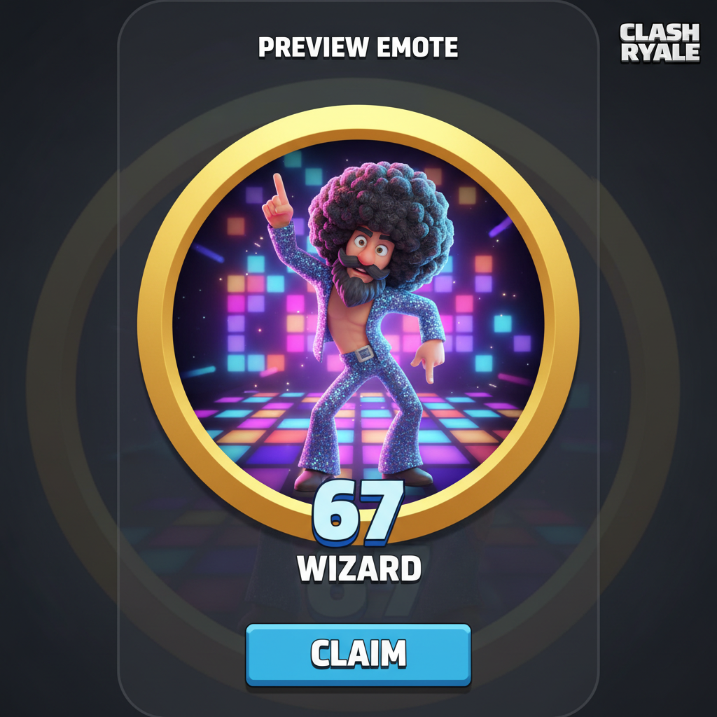 How to get 67 emote Clash Royale: Wizard emote preview