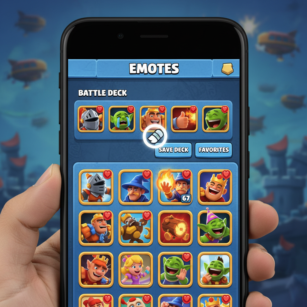 Clash Royale 67 emote unlocked in the Emote Collection menu