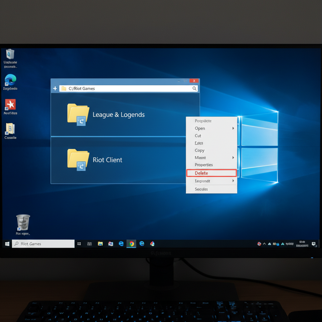L'Explorateur de fichiers montrant les dossiers restants de Riot Games