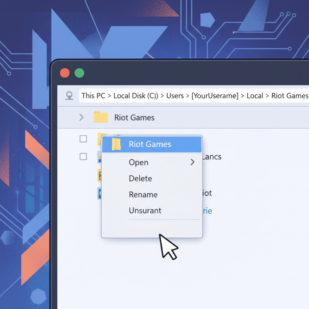 Explorador de archivos mostrando la carpeta de Riot Games en AppData