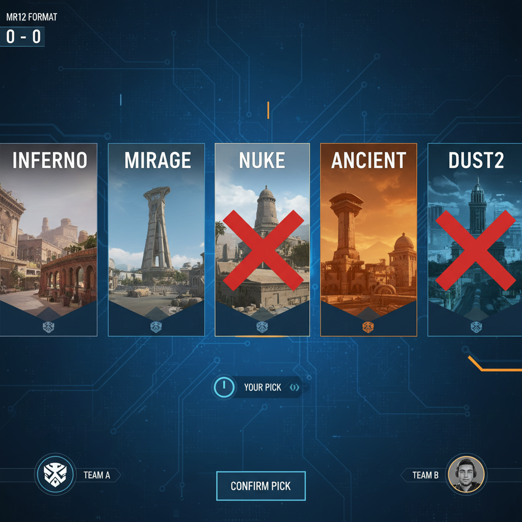 CS2 Premier Map Pick-Ban-Phase und MR12-Format