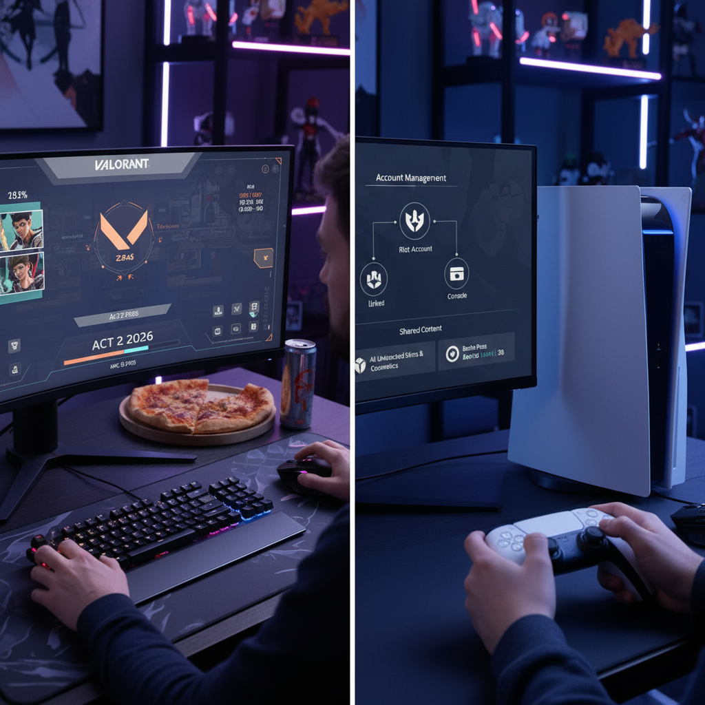 Valorant cross-progression screen showing PC and console account linked