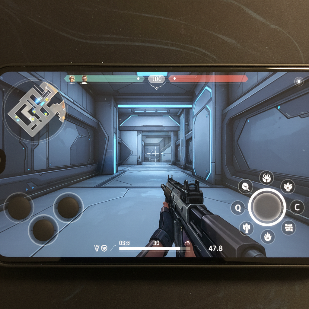 Valorant Mobile gameplay screenshot with touch controls