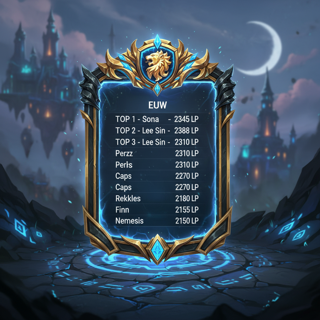 لوحة صدارة Challenger في خادم EUW حيث احتفظ أعضاء L9 بالمراكز الأولى باستمرار