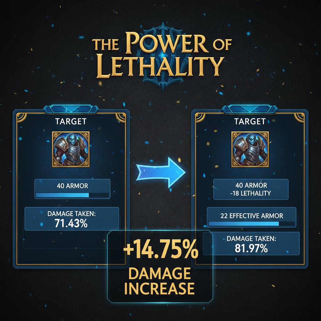 League of Legends Lethality vs Rüstungsschadensvergleich Infografik