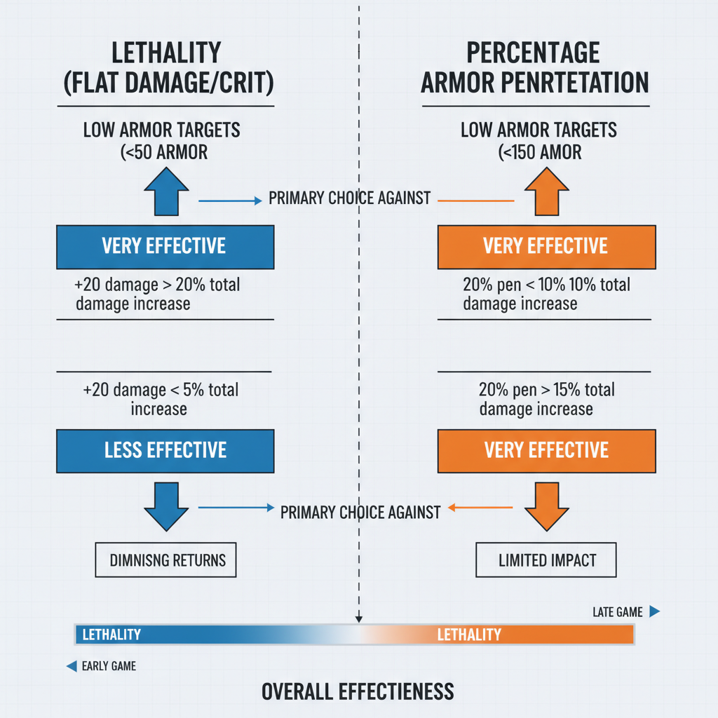 Lethality vs prozentuale Rüstungsdurchdringung Effektivitätsdiagramm