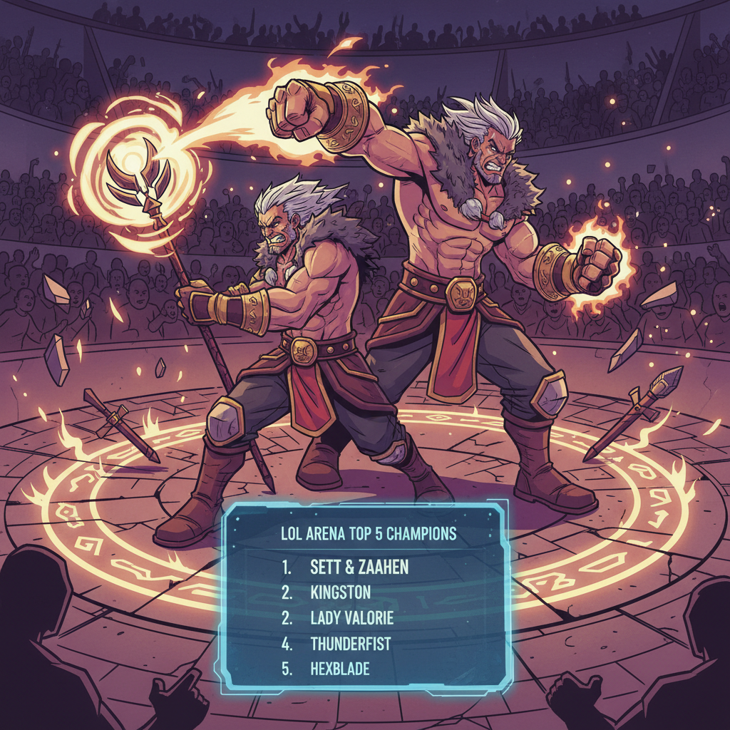 Sett and Zaahen fighting together in the Arena ring