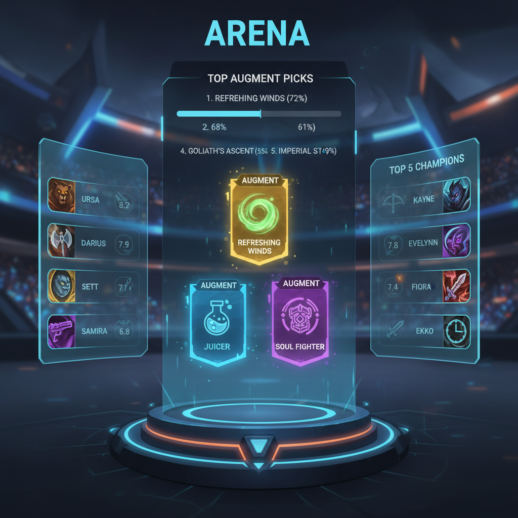 Arena augment selection screen showing top augment picks