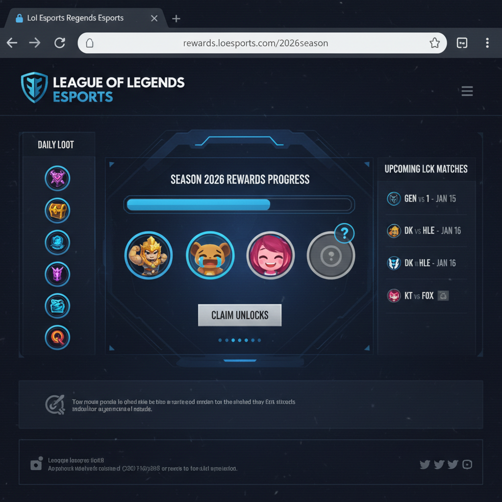 LoL Esports rewards page showing 2026 season emote drops progress