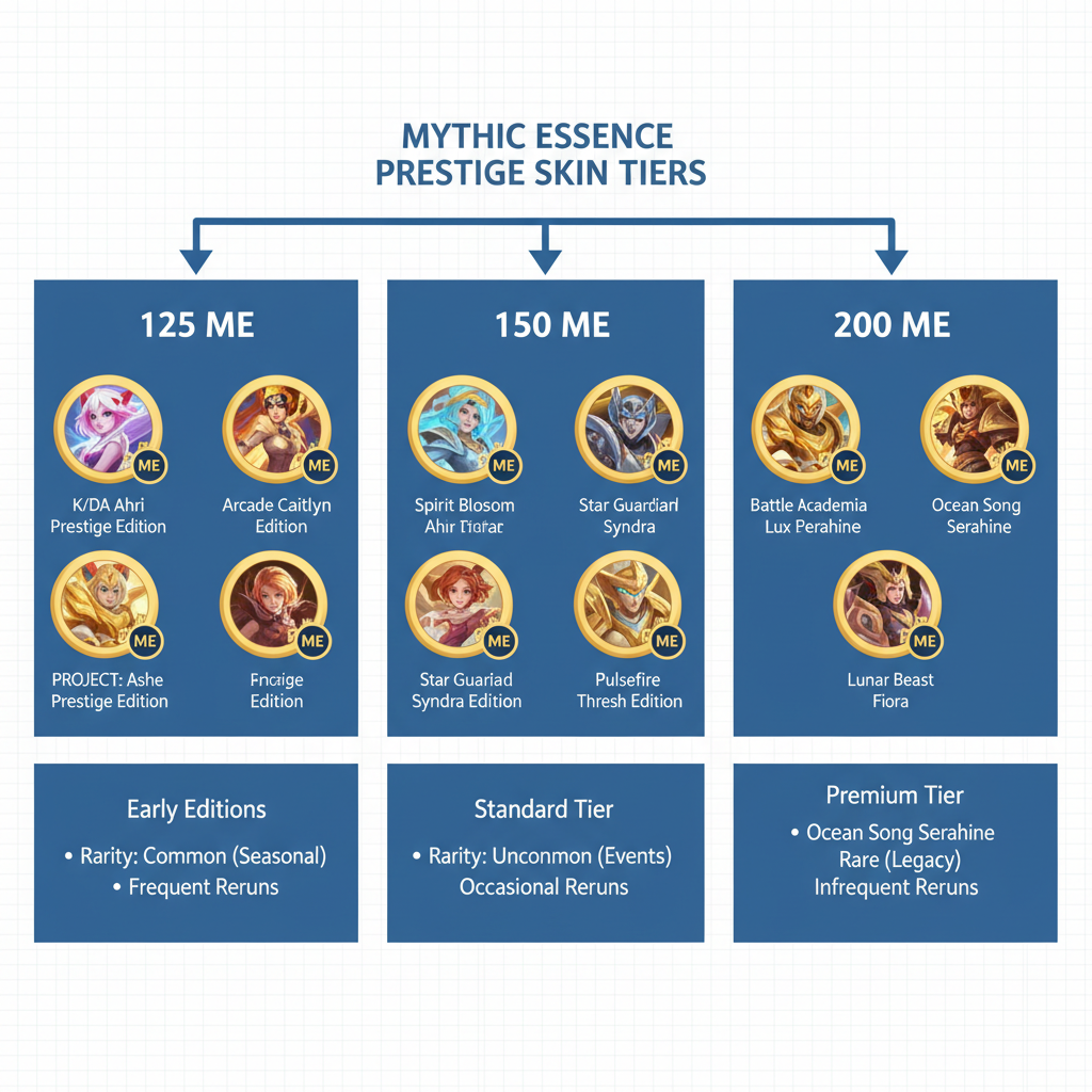 Mythic Essence pricing tiers comparison for different skin categories