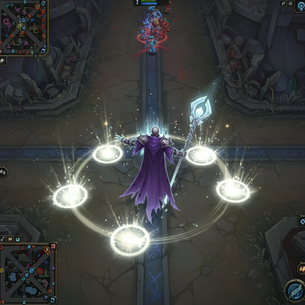 Phantom Karthus in-game model casting Lay Waste on Summoner's Rift