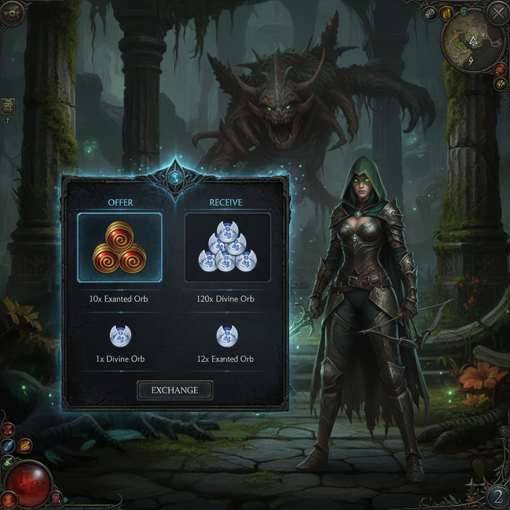 PoE 2 in-game currency exchange panel