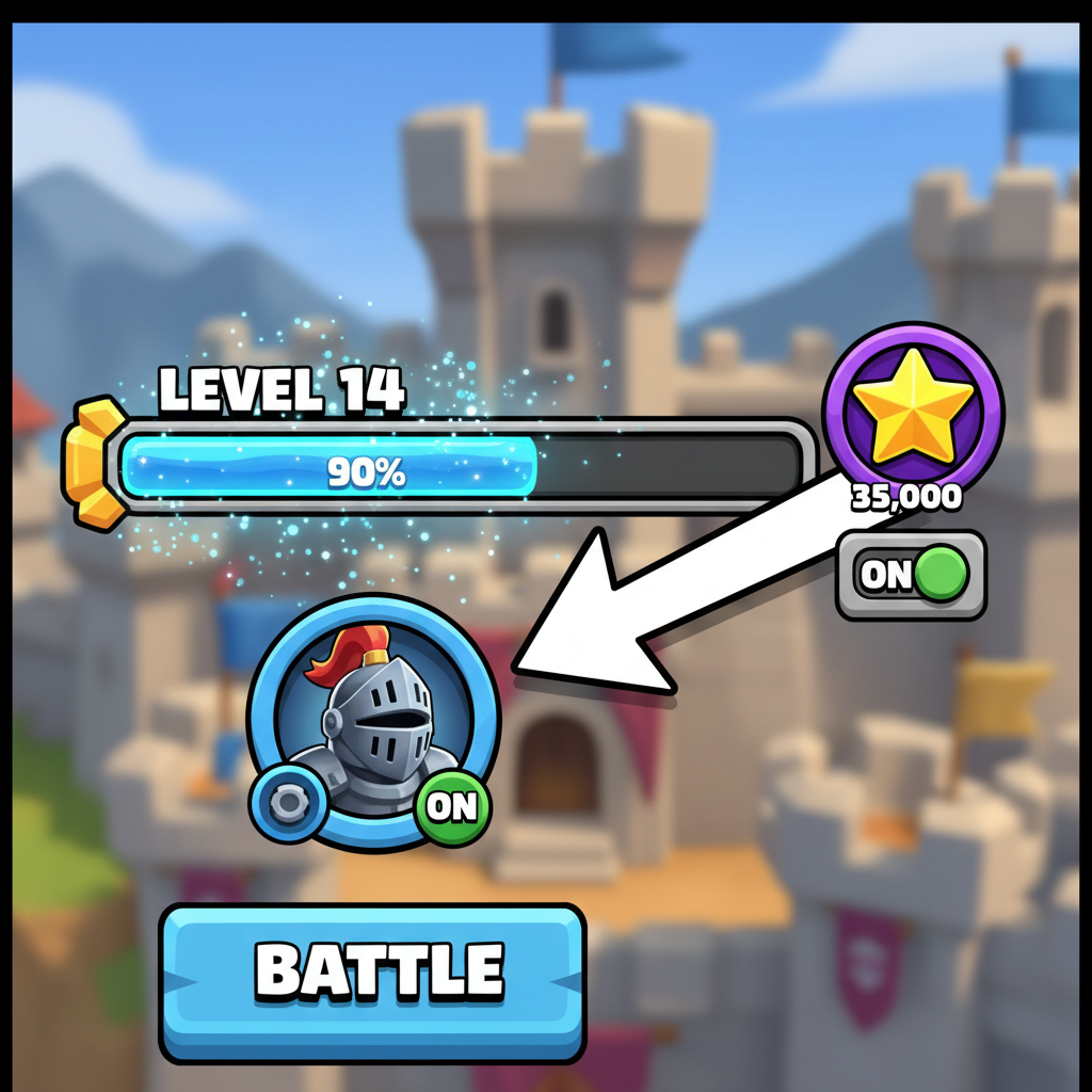XP bar toggle in Clash Royale home screen showing Star Point conversion