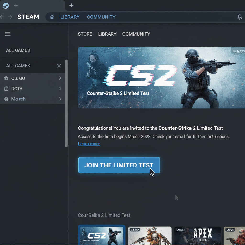Counter-Strike 2 Limited Test Einladungsseite