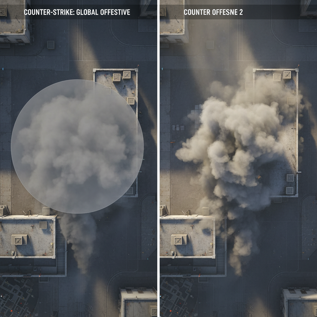 CS:GO vs CS2 Rauch-Vergleich auf Mirage