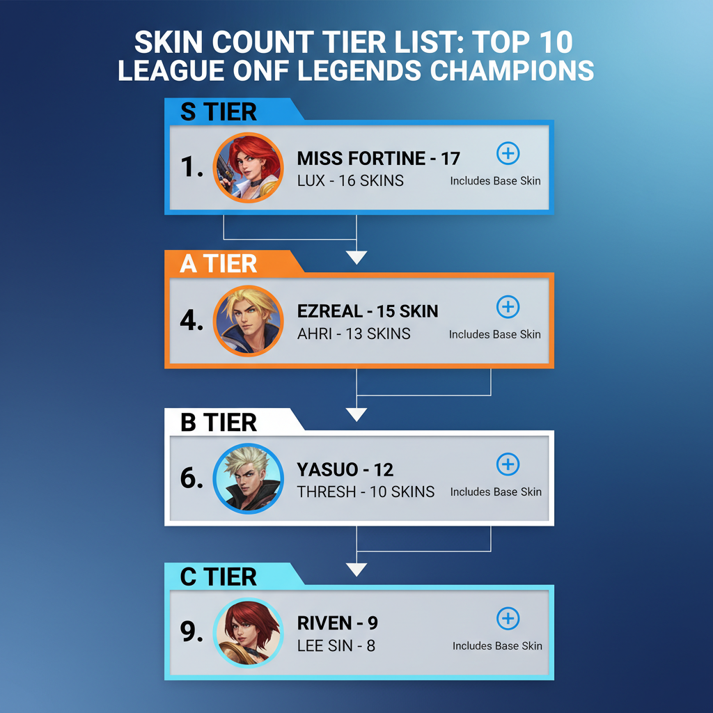 أفضل 10 أبطال مرتبين حسب إجمالي عدد المظاهر في League of Legends 2026