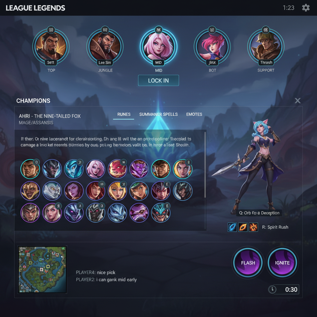 مفهوم عميل League of Legends الذي يظهر تصميم واجهة مستخدم حديث وموحد