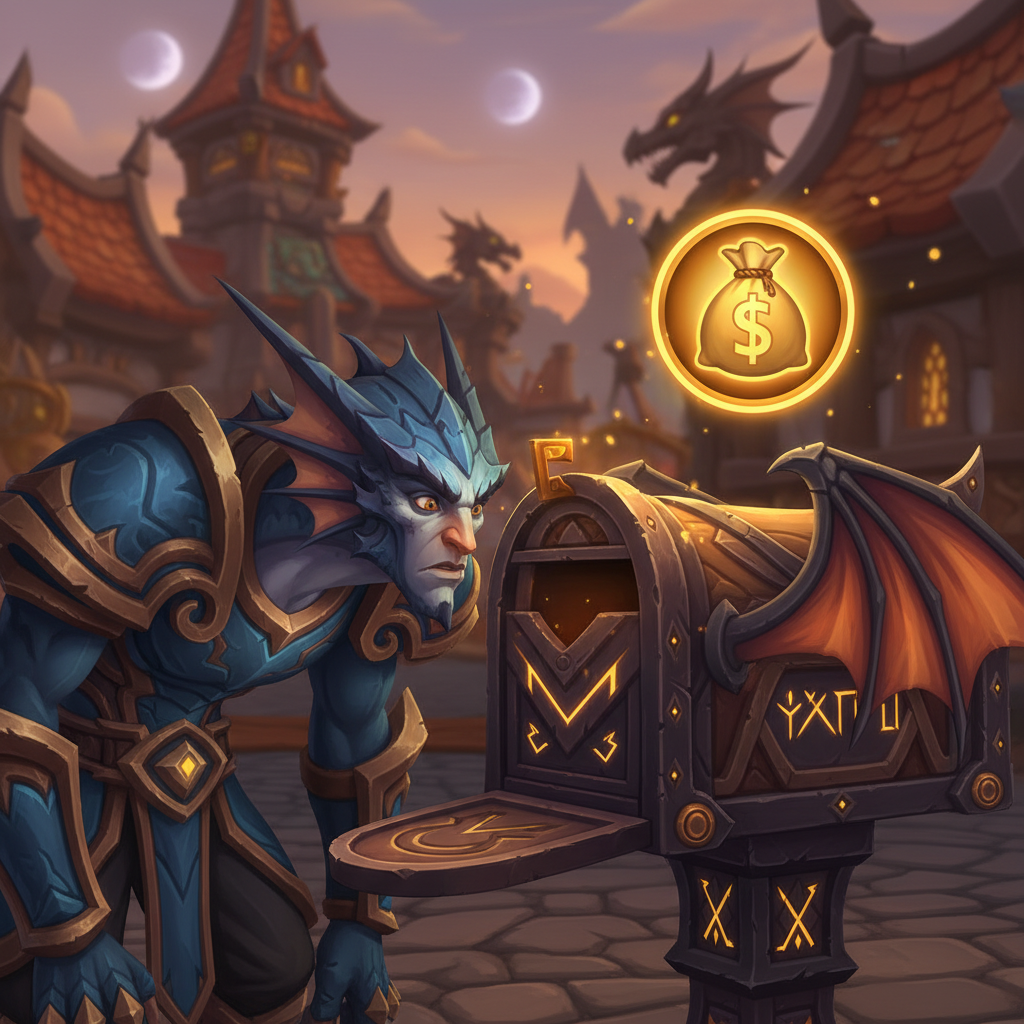 WoW character at mailbox in Valdrakken